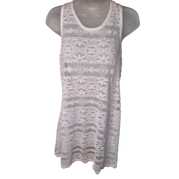 West Loop White Lace Swimsuit Coverup T back SZ SM - Picture 1 of 4